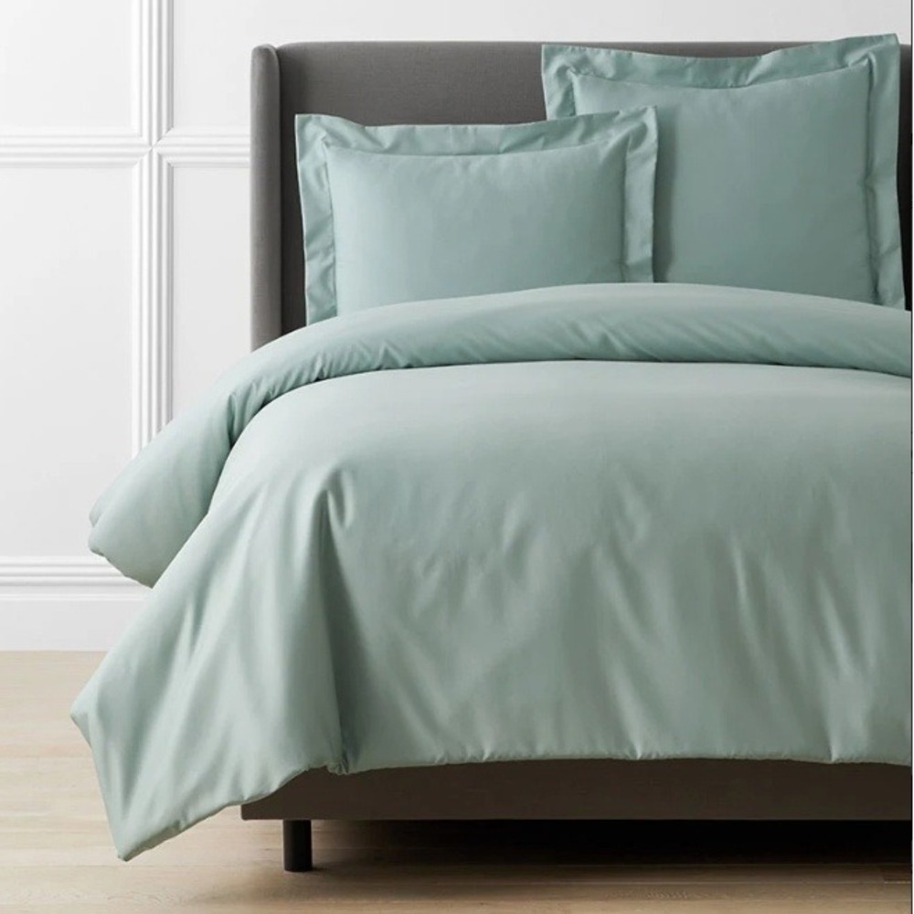 The Company Store Legends Hotel Supima Cotton Sateen Queen Duvet Cover Sea Mist